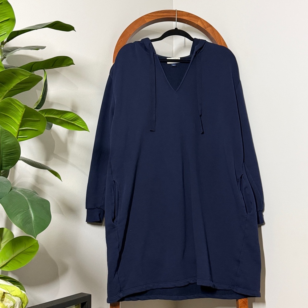Universal Thread LARGE Oversized Navy Blue Hooded Long Sleeve Sweatshirt Dress